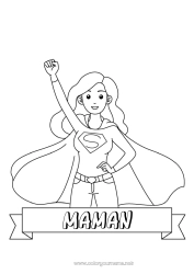 Coloriage enfant Maman Héros Soeur Maîtresse/Maître Nounou Badge super Métiers de l'éducation