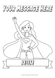 Free colouring Mum Hero Sister Mistress/Master Nanny Super badge Education professions