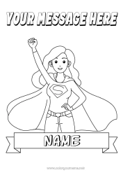 Coloring to customize Mum Hero Sister Teacher Nanny Super badge Education Professions