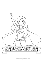 Kolorowanka dla dziecka Mama Bohater Siostra Nauczycielka/Nauczyciel Niania Super odznaka Zawody w edukacji