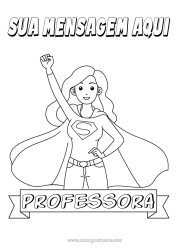 Desenho grátis Mamãe Herói Irmã Professora/Professor Babá Emblema super Profissões de educação