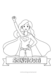 Página de desenho infantil Mamãe Herói Irmã Professora/Professor Babá Emblema super Profissões de educação
