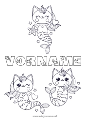 Kostenlose Zeichnung Katze Kawaii Tier Meerjungfrau Hunde und Katzen
