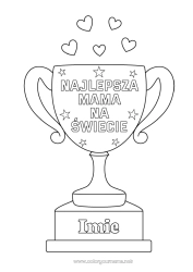 Kolorowanka do personalizacji Mama Puchar, trofeum, medal. Zawody i nagrody