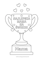 Kolorowanka dla dziecka Mama Puchar, trofeum, medal. Zawody i nagrody