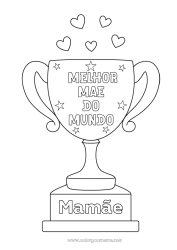 Página de desenho infantil Mamãe Copa, troféu, medalha Competições e Prêmios
