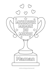 Coloriage enfant Maman Coupe, trophée, médaille Compétitions et récompenses