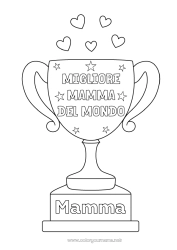 Pagina da colorare per bambini Mamma Coppa, trofeo, medaglia Competizioni e premi