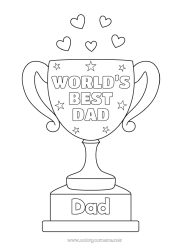 Child coloring page Dad Cup, trophy, medal Competitions and Rewards