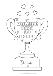 Coloriage enfant Papa Coupe, trophée, médaille Compétitions et récompenses