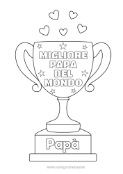 Pagina da colorare per bambini Papà Coppa, trofeo, medaglia Competizioni e premi