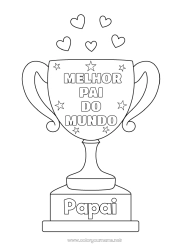 Página de desenho infantil Papai Copa, troféu, medalha Competições e Prêmios