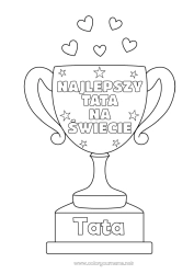 Kolorowanka dla dziecka Tata Puchar, trofeum, medal. Zawody i nagrody