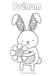 Coloriage gratuit Fleurs Printemps Lapin Animal Animaux de la forêt