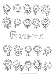 Gratis farvelægning Blomster Kawaii Solsikke