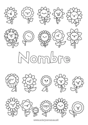 Colorear gratis Flores Kawaii Girasol