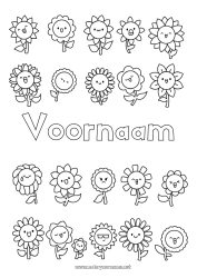 Gratis kleurplaat Bloemen Kawaii Zonnebloem