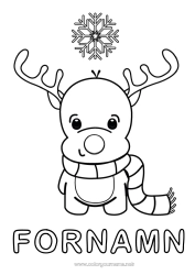 Färgläggningssida att anpassa Vinter Ren Jul Djur Skogens djur