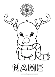 Free colouring Winter Reindeer Christmas Animal Forest animals