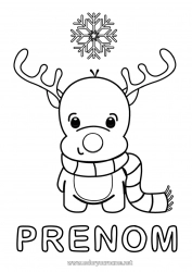 Coloriage gratuit Hiver Renne Noël Animal Animaux de la forêt