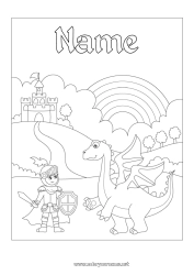 Free drawing Castle Dragon Rainbow Knight Dragons, unicorns and fantastic animals Saint George