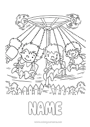 Colouring to customise Child Theme Park Merry-Go-Round