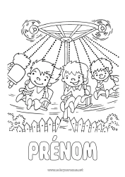 Coloriage à personnaliser Enfant Parc d'attractions Manège