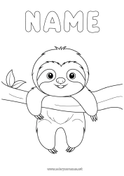 Free coloring Animal Forest animals Sloth