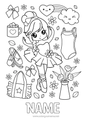 Colouring to customise Sport Dance Girl Gymnastics Artistic Sports Ballet