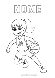 Desenho para personalizar Esporte Menina Basquetebol Sports d'équipe