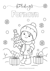 Gratis tegning Vinter Gaver Jul Barn