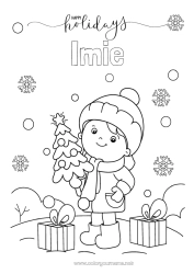 Kolorowanka za darmo Zima Prezenty Boże Narodzenie Dziecko
