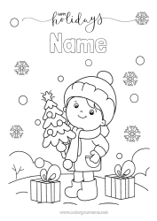 Free colouring Winter Gifts Christmas Child