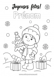 Dessin gratuit Hiver Cadeaux Noël Enfant