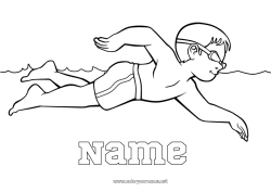 Coloring to customize Sport Nautical sports Swimming