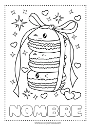 Colorear gratis Kawaii Golosinas Macarrón