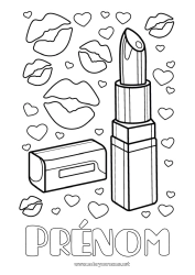 Coloriage gratuit Coeur Maquillage Rouge à lèvre