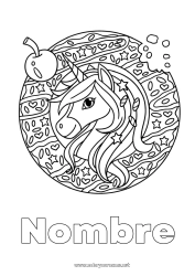 Colorear gratis Unicornio Cereza Donuts Frutas Dragones, unicornios y animales fantásticos