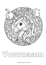 Gratis kleurplaat Eenhoorn Dier Kersen Donuts Fruit Draken, eenhoorns en fantastische dieren