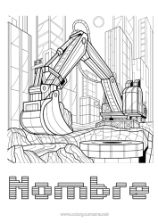 Dibujo libre Vehículos Maquinaria de construcción Dibujos complejos para colorear Paisaje urbano Retroexcavadora Oficios de la construcción Construcción
