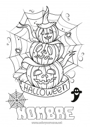 Colorear gratis Calabaza Araña Halloween Insectos Inscripción 
