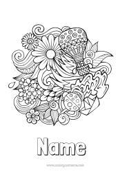 Free colouring Calm and zen Spring Symbols Doodle Anti-stress