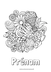 Coloriage gratuit Calme et zen Printemps Symboles Doodle Anti-stress