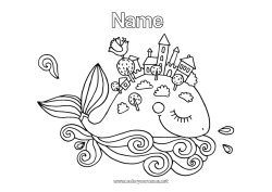 Free coloring Whale Sea Marine or aquatic animals Earth Day