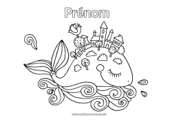 Coloriage gratuit Baleine Mer Animal Animaux marins ou aquatique Jour de la Terre