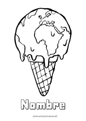 Colorear para personalizar Ecología Golosinas Helado Tierra Día de la Tierra