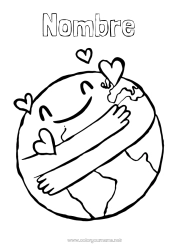 Colorear para personalizar Ecología Tierra Día de la Tierra Abrazo