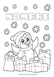 Colorear gratis Regalos Navidad Pingüino Aves y mamíferos voladores