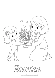 Pagină de colorat pentru copii Flori Mama Buchet