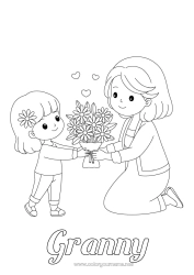 Child coloring page Flowers Mum Bouquet